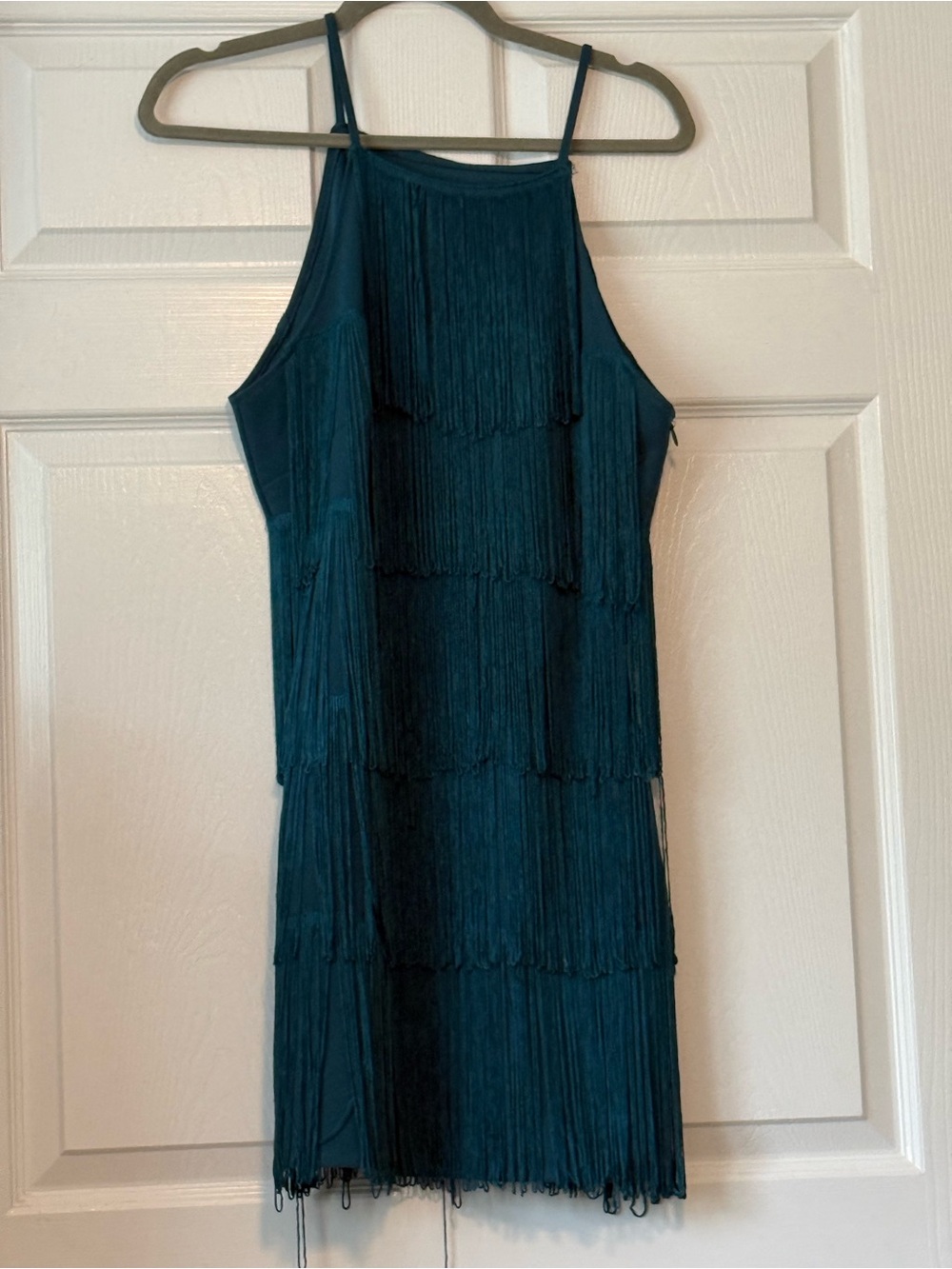 Teal Fringe Mini Dress - Women's Cocktail Dress
